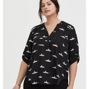 TORRID HARPER GEORGETTE PULLOVER 3/4 SLEEVE BLOUSE, size 0